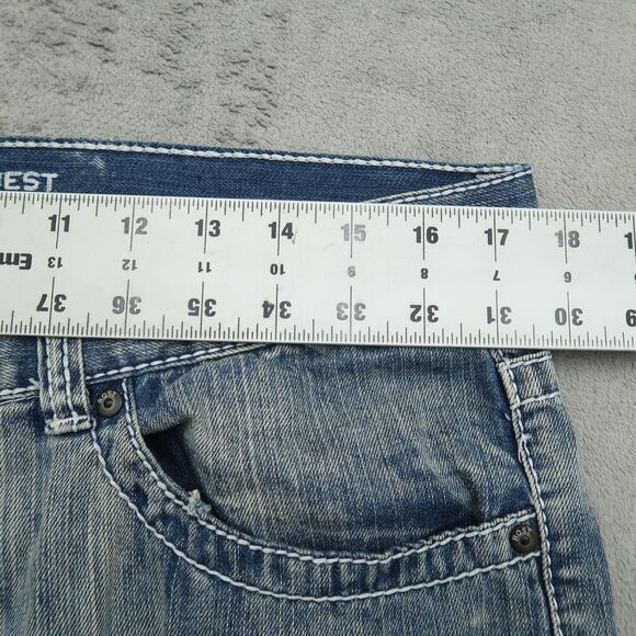 Request Jeans Mens Size 32x32 (34x33 Real) Blue Straight Leg Thick Stitch Denim - Picture 3 of 15